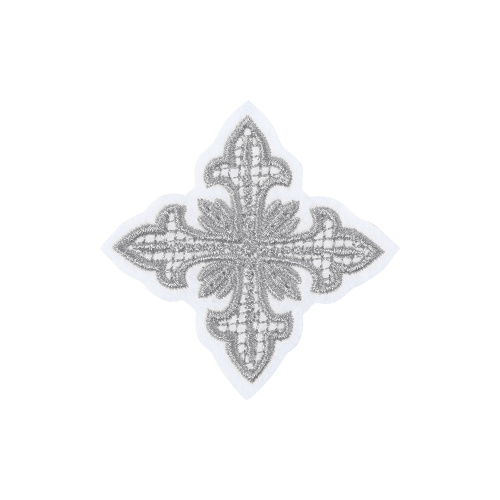 Крест на облачение пришивной белый, серебряная нить фото 2