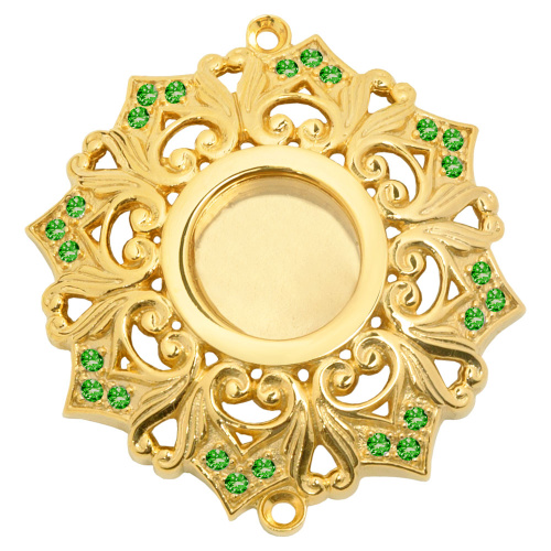 Мощевик накладной из ювелирного сплава в позолоте с фианитами №1, Ø 50/12 мм фото 2