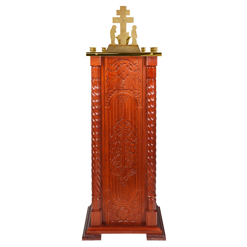Панихидный стол на 36-50 свечей "Суздальский", цвет "кипарис", тумба, резьба, 46х46х100 см фото 4
