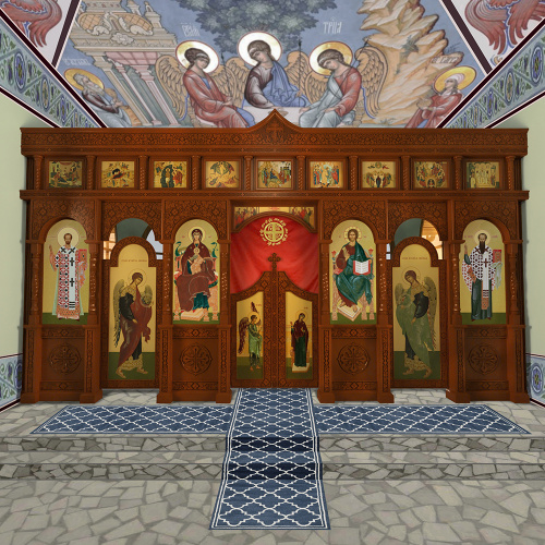 Иконостас двухъярусный (г. Москва), цвет "кипарис", 560х321,6х23,8 см