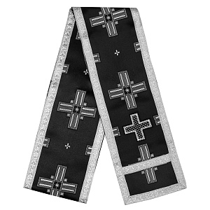 Закладка для Евангелия, шелк "Святительский", с серебром, вышитая, 160х12,5 см (черная с серебром)