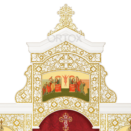 Иконостас "Суздальский" одноярусный белый с золотом (патина), 608х378х25,4 см фото 6