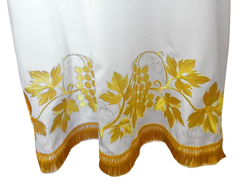 Подризник белый, золотая вышивка с рисунком "Виноградная лоза" фото 3