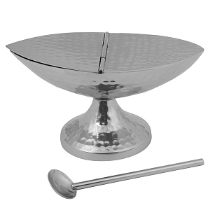 Ладаница с ложкой латунные, никелирование, 13,5х7х6,5 см (длина ложки 11 см)