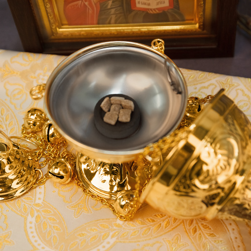 Кадило № 51, латунь, покрытие под золото, 14,5х30,3 см фото 4