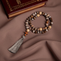 Четки из бусенника ("Слезы Богородицы") с разделителями, на 50 бусин