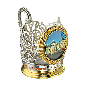 Подстаканник серебряный с принтом (Ø 7,5 см)