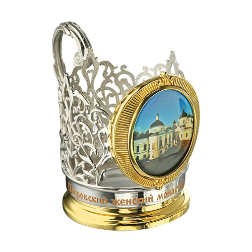 Подстаканник серебряный с принтом