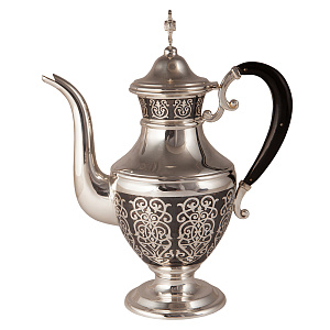 Чайник для теплоты из латуни в серебрении, высота 25 см, 0,7 л (оксидирование)