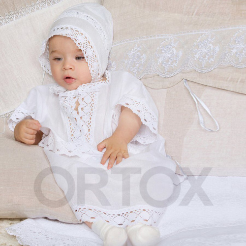 Комплект для крещения "Классика" белый: рубашка, чепчик, пеленка, размер в ассортименте фото 3