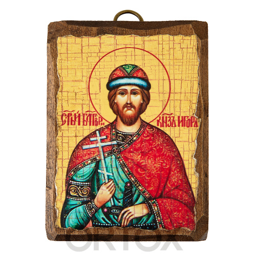 Икона благоверного великого князя Игоря Черниговского, под старину, 6,5х9 см