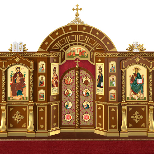 Иконостас "Рождественский" одноярусный, цвет "кипарис" с золотом (поталь), 848,5х426х53 см фото 5
