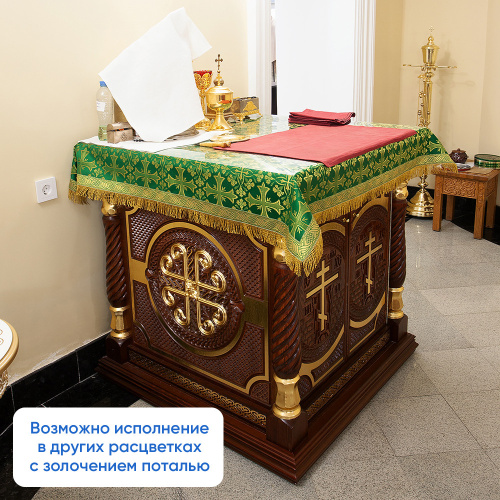 Жертвенник "Костромской" темный, с дверкой, красная ткань, 100х100х100 см фото 10