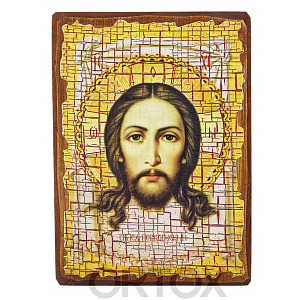 Икона Спасителя "Спас Нерукотворный", под старину (7х9 см)