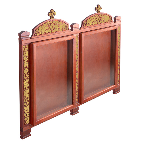 Киот настенный "Суздальский", цвет "кипарис" с золотом (поталь), два модуля фото 3