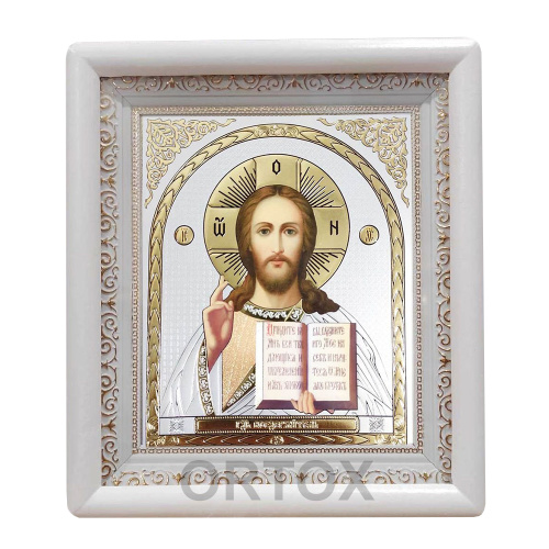 Икона Спасителя, 21х24 см, прямая багетная рамка