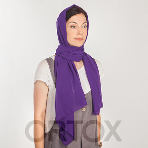Шарф, 65х170 см, шифон, цвет в ассортименте (фиолетовый шарф)