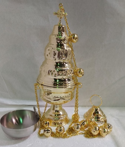 Купить кадило № 42, латунь, покрытие под золото, 14х32 см, у 13-0230 фото 2 Купить кадило № 42, латунь, покрытие под золото, 14х32 см, у 13-0230 фото 2