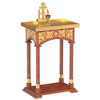 Панихидный стол песковой "Суздальский", цвет "кипарис" с золотом (поталь), колонны, резьба, высота 100 см