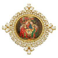 Накладка на митру латунная "Троица", в позолоте, с камнями