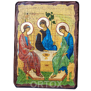Икона Святой Троицы, под старину (7х9 см)