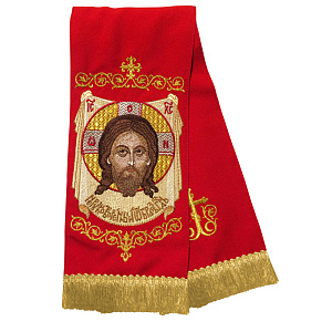 Закладка для Евангелия с иконой Спаса Нерукотворного, 160х14,5 см (красная)