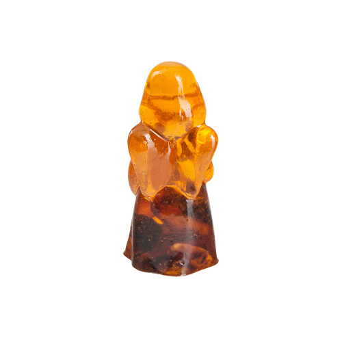 Фигурка Ангела с иконой, ювелирная смола с янтарем, 4х9 см фото 4