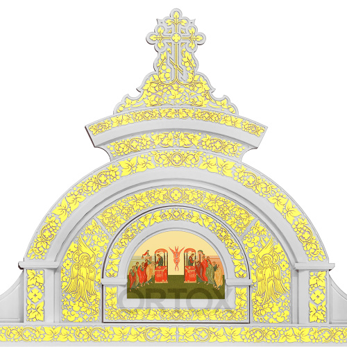 Иконостас "Владимирский" двухъярусный, белый с золотом (поталь), 690х528х40 см фото 8