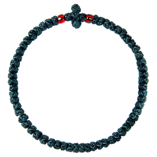 Браслет плетеный (четки-комбоскини) с пластиковыми бусинами, темно-зеленый фото 4 Браслет плетеный (четки-комбоскини) с пластиковыми бусинами, темно-зеленый фото 4