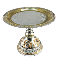 Дискос серебряный с накладками "Богородичный", Ø 28,5 см