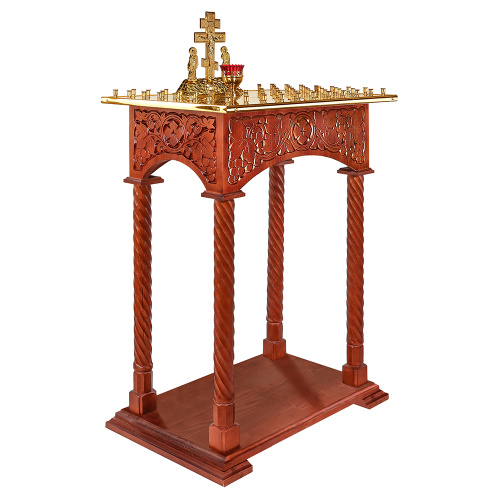 Панихидный стол на 70-100 свечей "Суздальский", цвет "кипарис", колонны, резьба