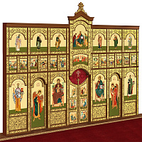 Иконостас "Суздальский" трехъярусный, цвет "кипарис" с золотом (поталь), 608х483х25,4 см