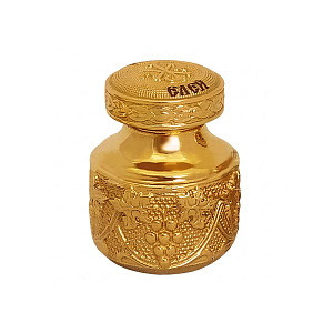 Сосуд для елея и мира из ювелирного сплава в позолоте, высота 4 см (1 сосуд для елея)