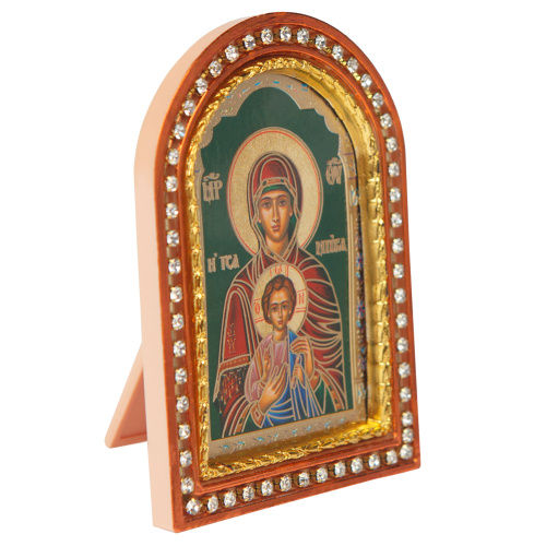Икона настольная Божией Матери "Услышательница (Зографская)", пластиковая рамка, 6,4х8,6 см фото 2