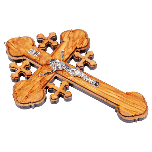 Крест настенный деревянный с распятием из цинкового сплава, 19,5х27 см фото 5