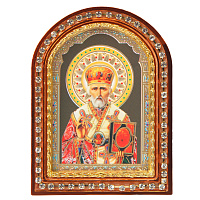 Икона настольная святителя Николая Чудотворца, пластиковая рамка, 6,4х8,6 см, У-0834