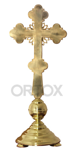 Крест настольный большой с подставкой, фианиты, эмаль, 28х70 см фото 2