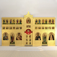 Иконостас трёхъярусный (Иркутская обл.), цвет "золото" (патина), 803х505,7х26 см