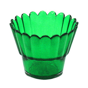 Стаканчик для лампады стеклянный рифленый зеленый (8,5х6,5 см)