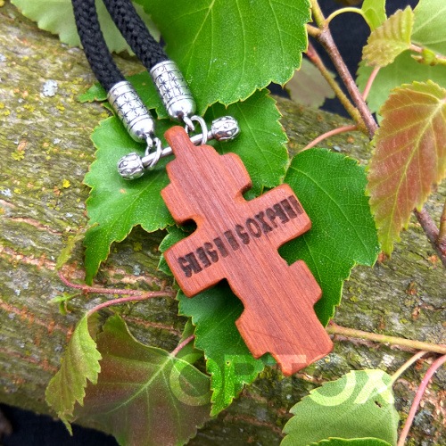 Деревянный нательный крестик «Голгофский малый» восьмиконечный, цвет темный, высота 4,5 см фото 3