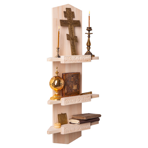 Полка для икон "Суздальская" угловая, цвет "натуральное дерево", 3 яруса фото 2