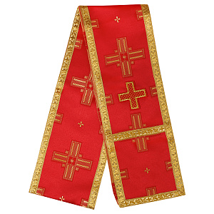 Закладка для Евангелия, шелк "Святительский", с золотом, вышитая, 160х12,5 см (красная с золотом)