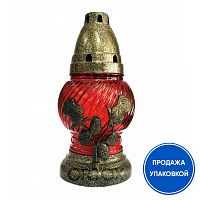 Лампада неугасимая (фонарик) "Роза" красная, высота 17,3 см (упаковка 10 шт.)