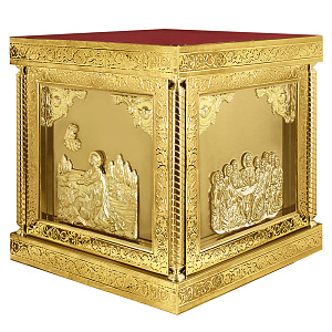 Облачение на престол "Золотые своды" с прямым основанием, высота 105 см (110х110х105 см красная ткань, композит)