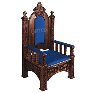 Архиерейский трон "Ярославский" темный 78х72х160 (синяя ткань)
