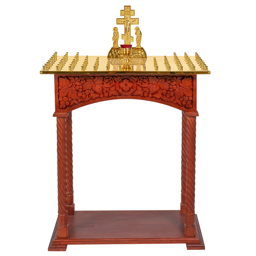 Панихидный стол на 70-100 свечей "Суздальский", цвет "кипарис", колонны, резьба фото 2