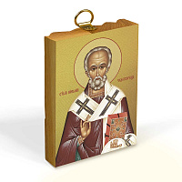 Икона святителя Николая Чудотворца на деревянной основе, на холсте с золочением