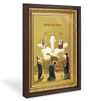 Икона Преображения Господня, в широком багете, цвет "темный дуб", на холсте, с золочением, №2