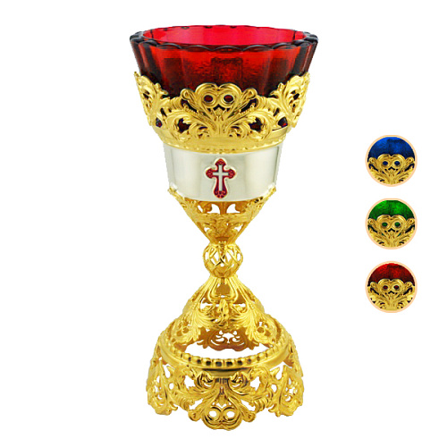 Лампада напрестольная из ювелирного сплава с позолотой, 7х17,5 см