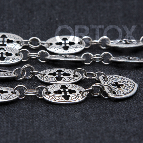 Серебряная цепь для наперсного креста или панагии с крупными звеньями, чернение фото 2